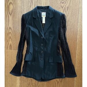 Mondi Gala Woven Sheer Black Blazer Made In Germany Size 34